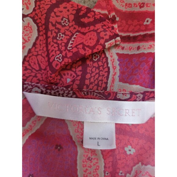 Victoria's Secret Pajama Ressort Set Coverup Red Paisley Size L Paisley Casual - Picture 11 of 12